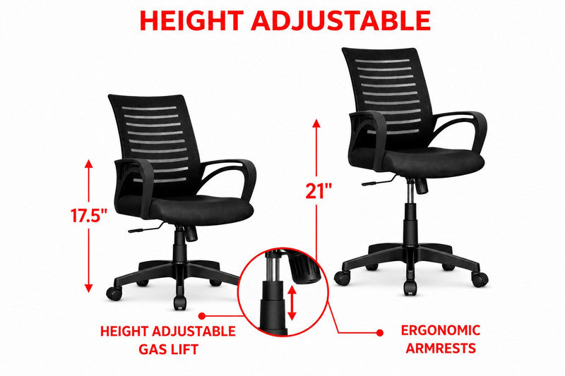 Royalsafeco LBC Mesh Office Arm Chair - Side View