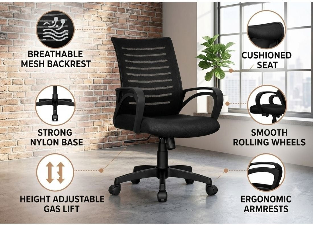 Royalsafeco LBC Mesh Office Arm Chair - Features