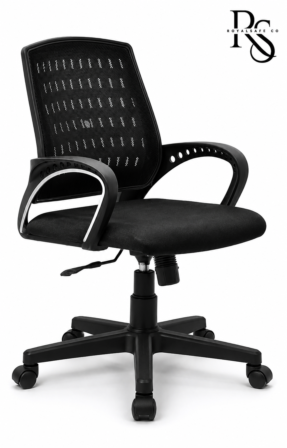 Royal Safe Co Office Arm Chair – Fabric Mesh Mid-Back (Black)