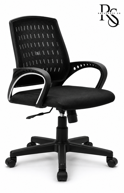 Royal Safe Co Office Arm Chair – Fabric Mesh Mid-Back (Black)