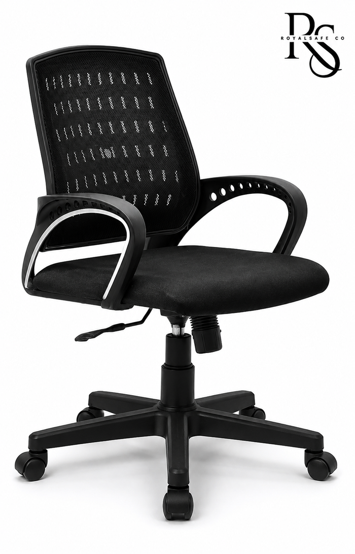 Royalsafeco mid back fabric mesh office arm chair black