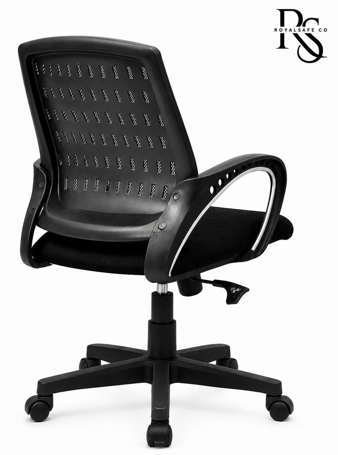 Royal Safe Co Office Arm Chair – Fabric Mesh Mid-Back (Black)