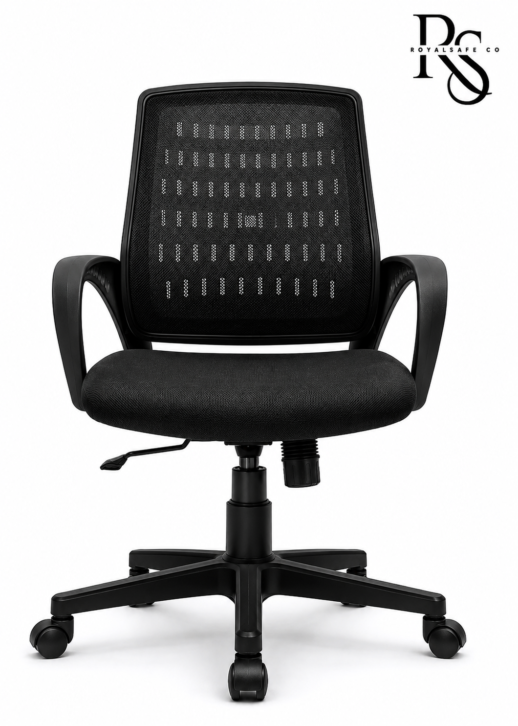 Royal Safe Co Office Arm Chair – Fabric Mesh Mid-Back (Black)