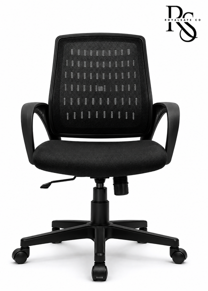 Royal Safe Co Office Arm Chair – Fabric Mesh Mid-Back (Black)
